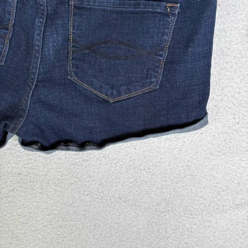 Abercrombie Fitch Denim Jean Shorts Womens 30 34” Waist Blue Dark Wash Cuffed